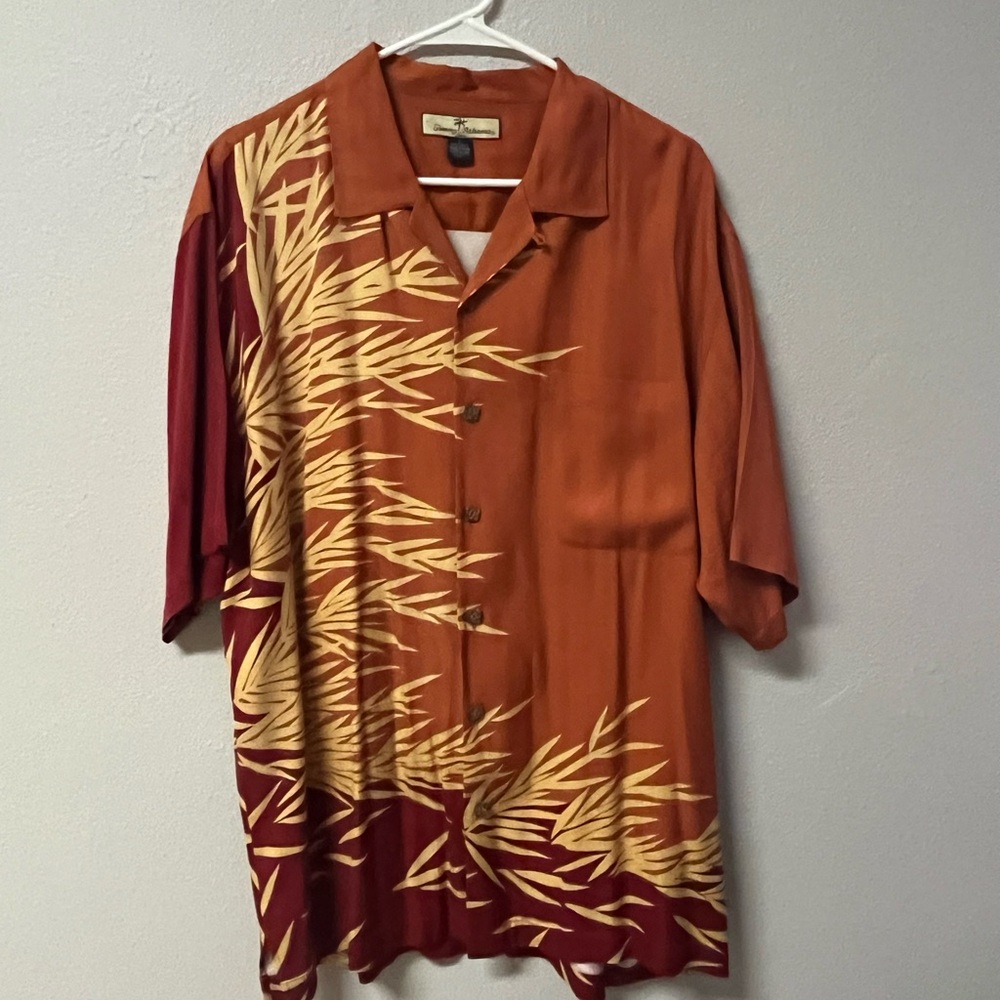 Tommy Bahama Men's Bamboo Print Shirt - Orange and Red